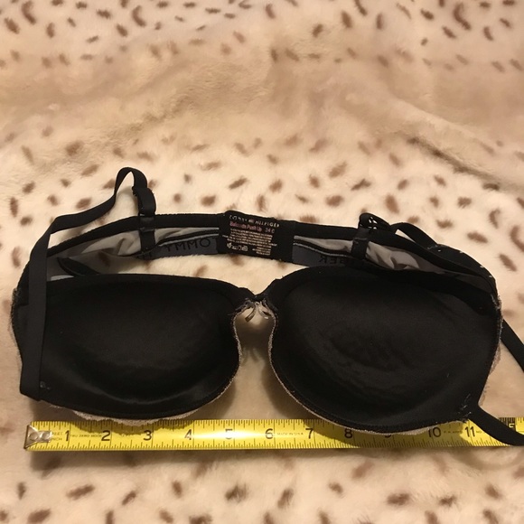 Tommy Hilfiger 34C push up Balconette bra black with gray polkadots and lace - Picture 4 of 8